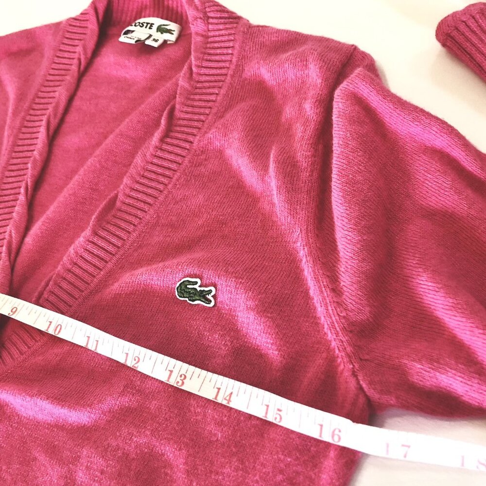 Lacoste Cardigan Sweater Croc Logo Cashmere Cotton Blend Pink Size S EU 36 - Picture 10 of 11